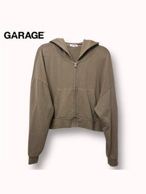 Garage cropped taupe hoodie